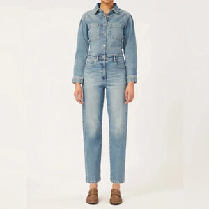 DL1961 Freja Denim Jumpsuit Flap Pockets S